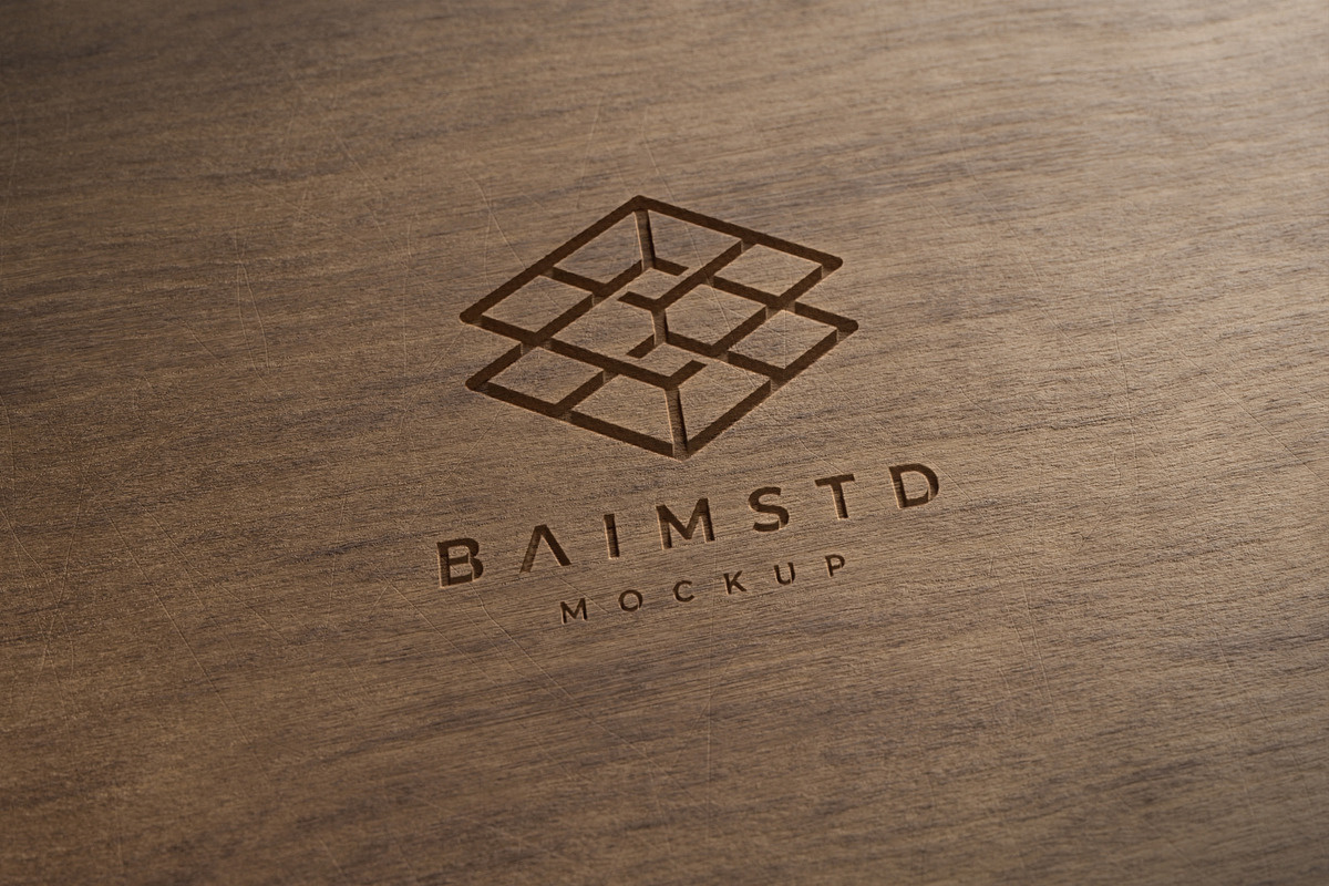 Wood Logo Mockup, a Merchandise Mockup by baim_std