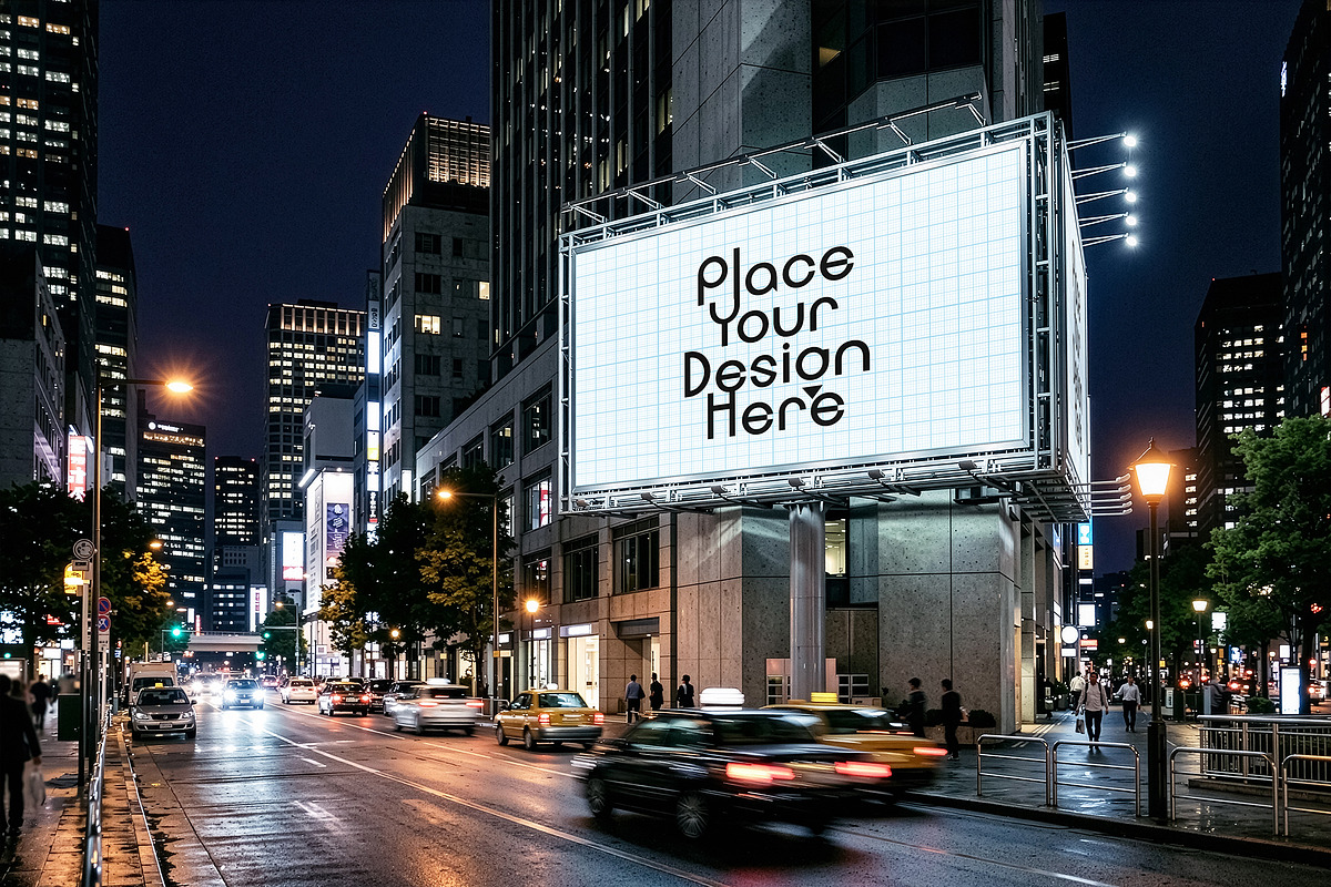 Night Street Billboard Mockup, an Advertising Mockup by smishura (Photo 4 of 4)