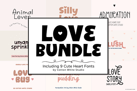 Love Bundle Cute Heart Fonts, a Handwritten Font by Cotton White Studio