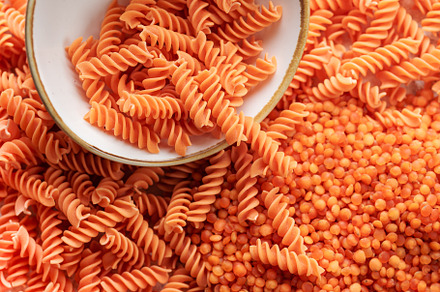 Fusilli red lentil pasta, a Food & Drink Photo by Olena Rudo
