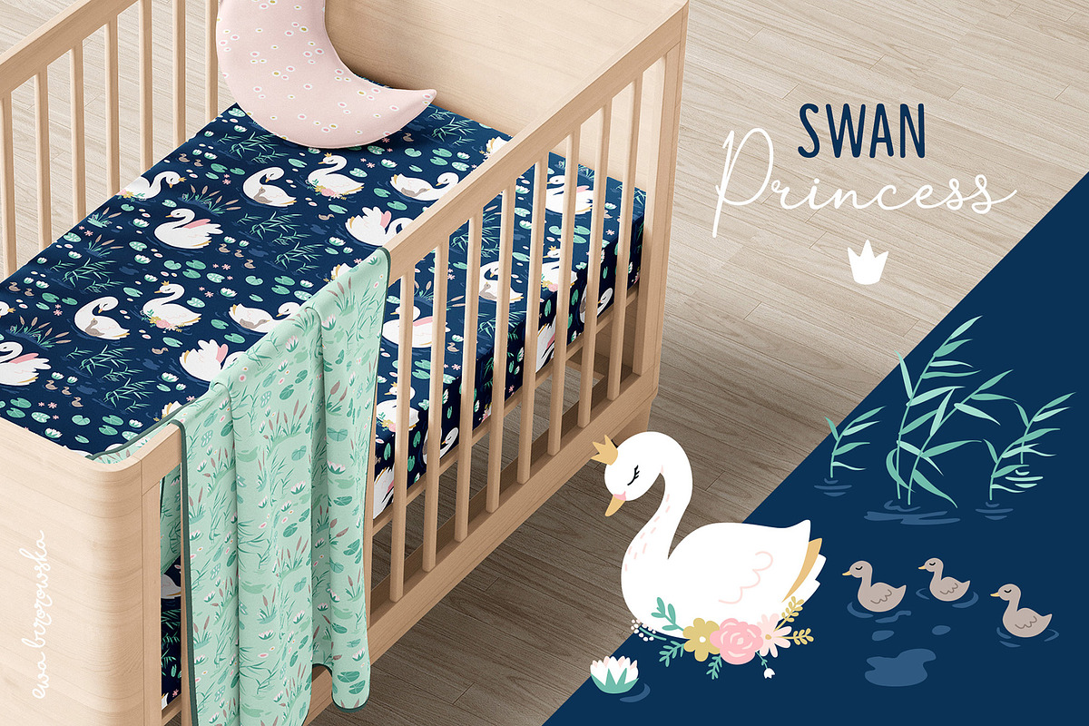 Swan Princess - Pattern & Prints, a Pattern Graphic by Brzozowska (Photo 1 of 9)