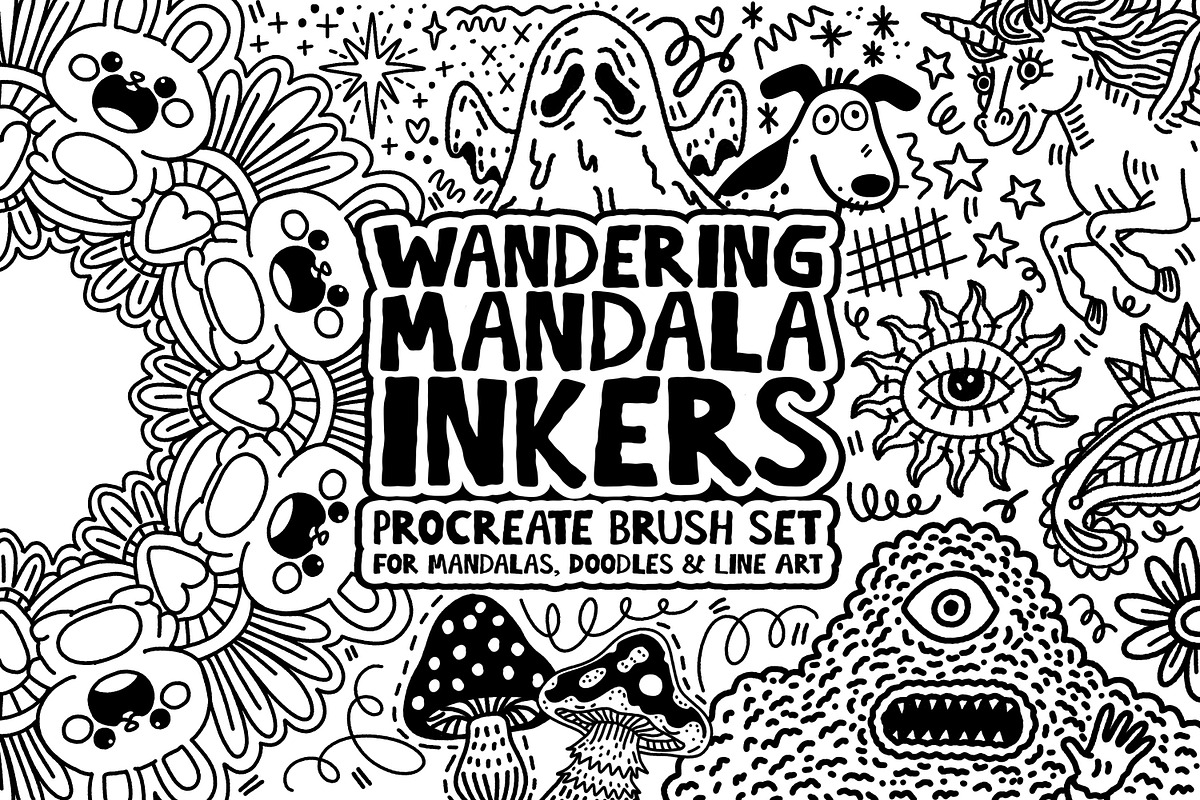 Wandering Mandala Procreate Inkers, a Brush Add-On by Heather Green Designs (Photo 1 of 13)