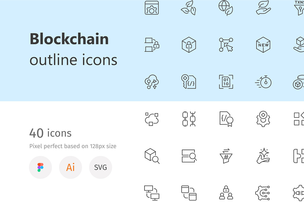 Blockchain outline icons, an Outline Icon by LAFS (Photo 1 of 3)