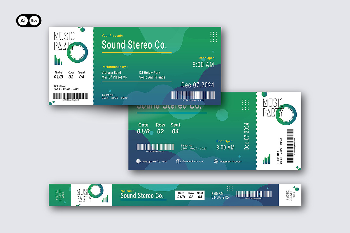 Gradient Music Event Ticket, a Print Template by Siska Arista (Photo 1 of 3)