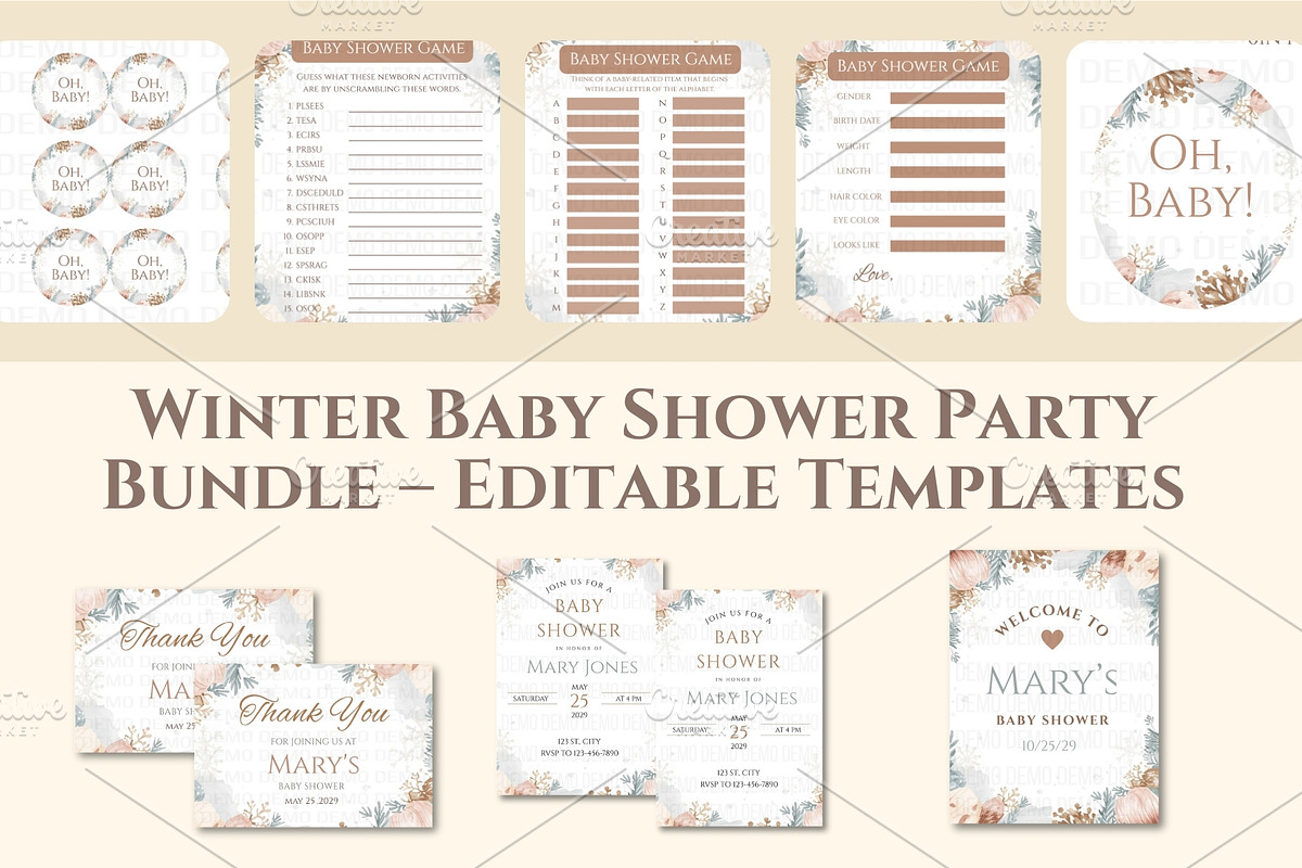 Winter Baby Shower Party Bundle, a Print Template by Sunny Jar Designs (Photo 4 of 5)