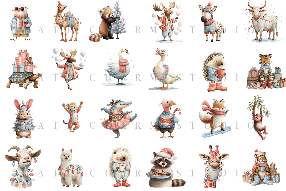 72 Christmas Animal Clipart, an Animal Illustration by Pati Charm Studio (Photo 2 of 8)
