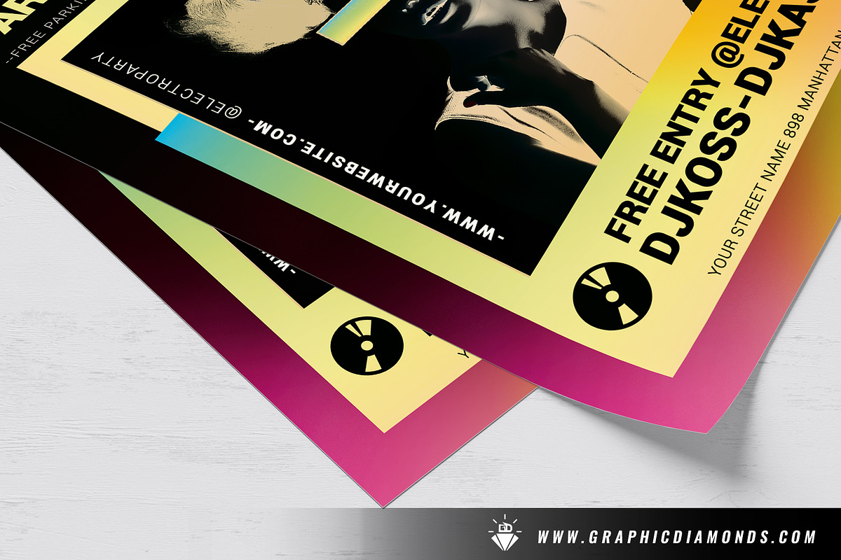 Electro Summer Music Flyer, a Flyer Template by GraphicDiamonds (Photo 4 of 6)