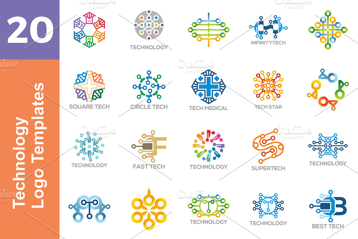 20 Logo Technology Templates Bundle, a Branding & Logo Template by Friendesigns (Photo 1 of 21)