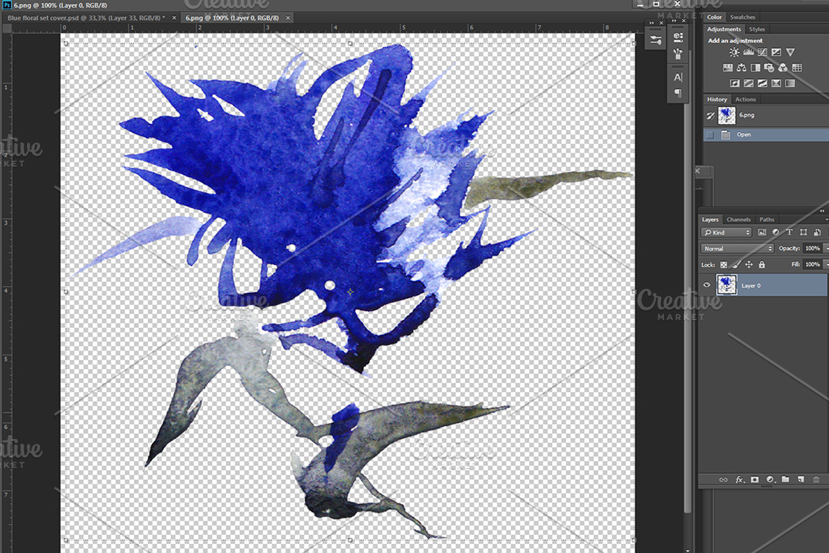 Blue floral watercolor set, a Decorative Illustration by Tamaretto (Photo 8 of 9)