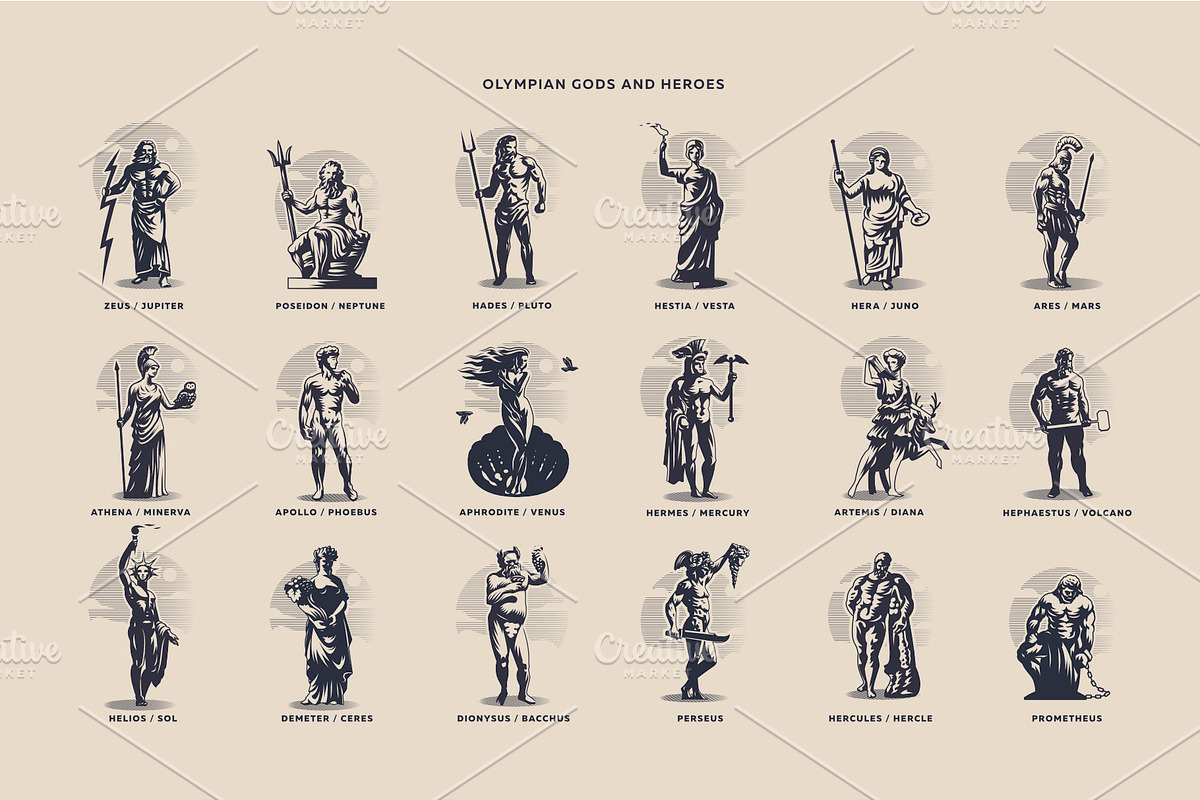 Olympic heroes. Greek and Roman gods, a Decorative Illustration by Masterlevsha (Photo 1 of 2)