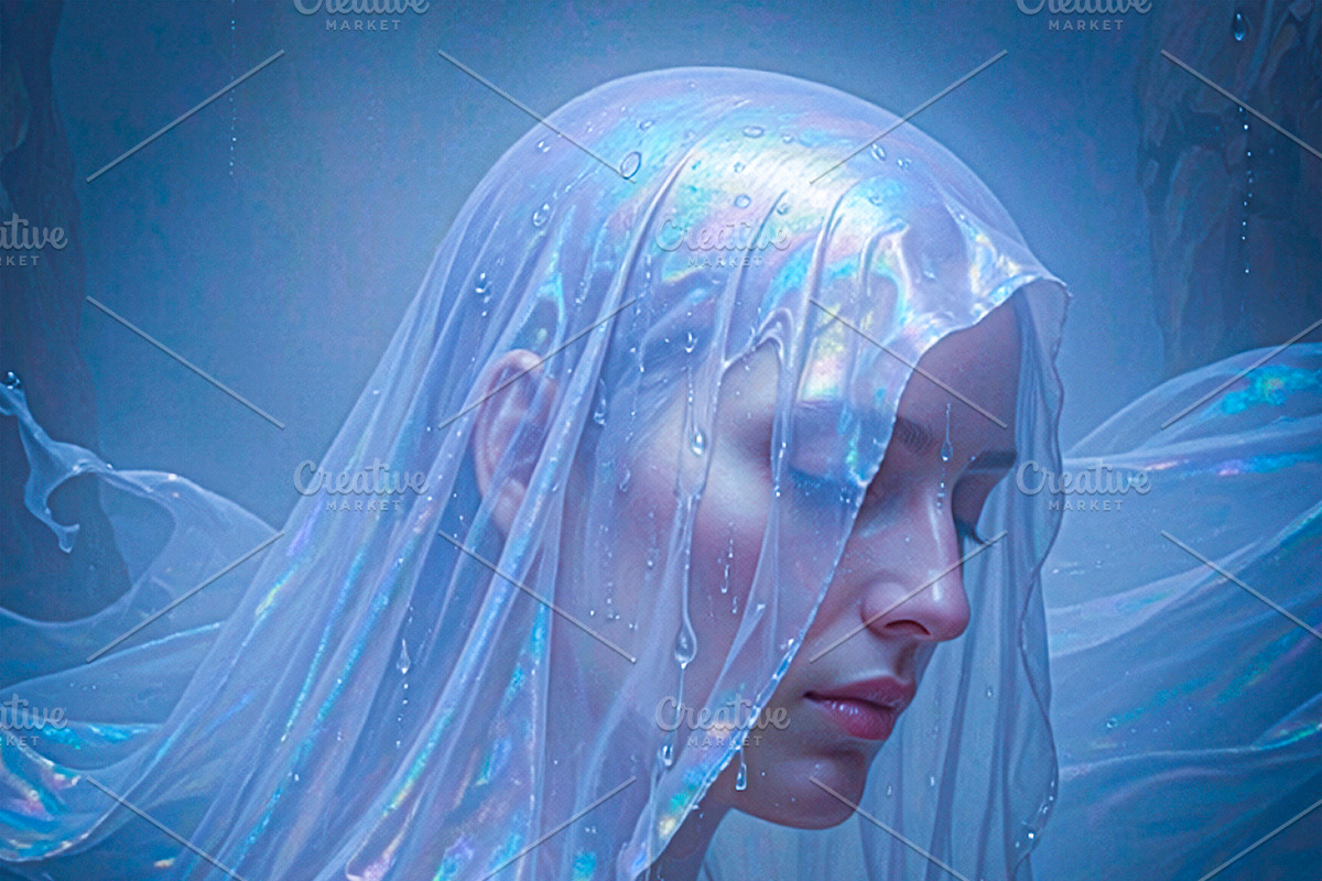Woman beneath translucent wet veil, a Person Illustration by DanFLCreativo