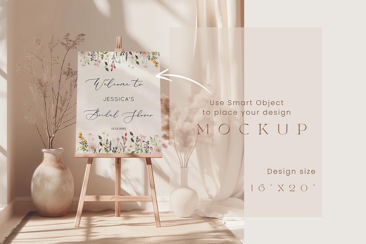 Boho Easel welcome sign mockup, a Product Mockup by Jermolina Mockups (Photo 2 of 3)