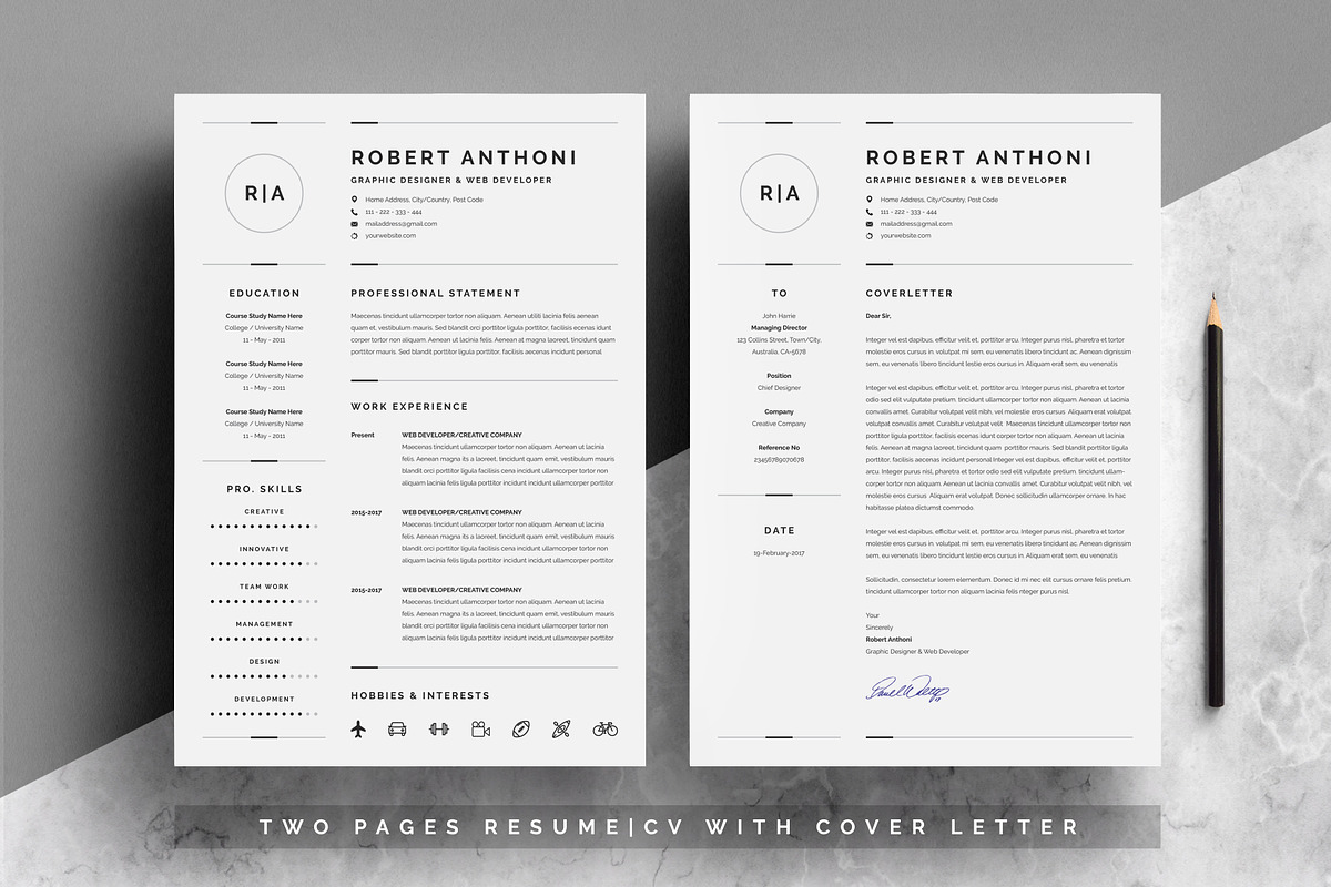 3 Pages Clean Resume/CV Template, a Resume Template by WhiteGraphic (Photo 3 of 4)