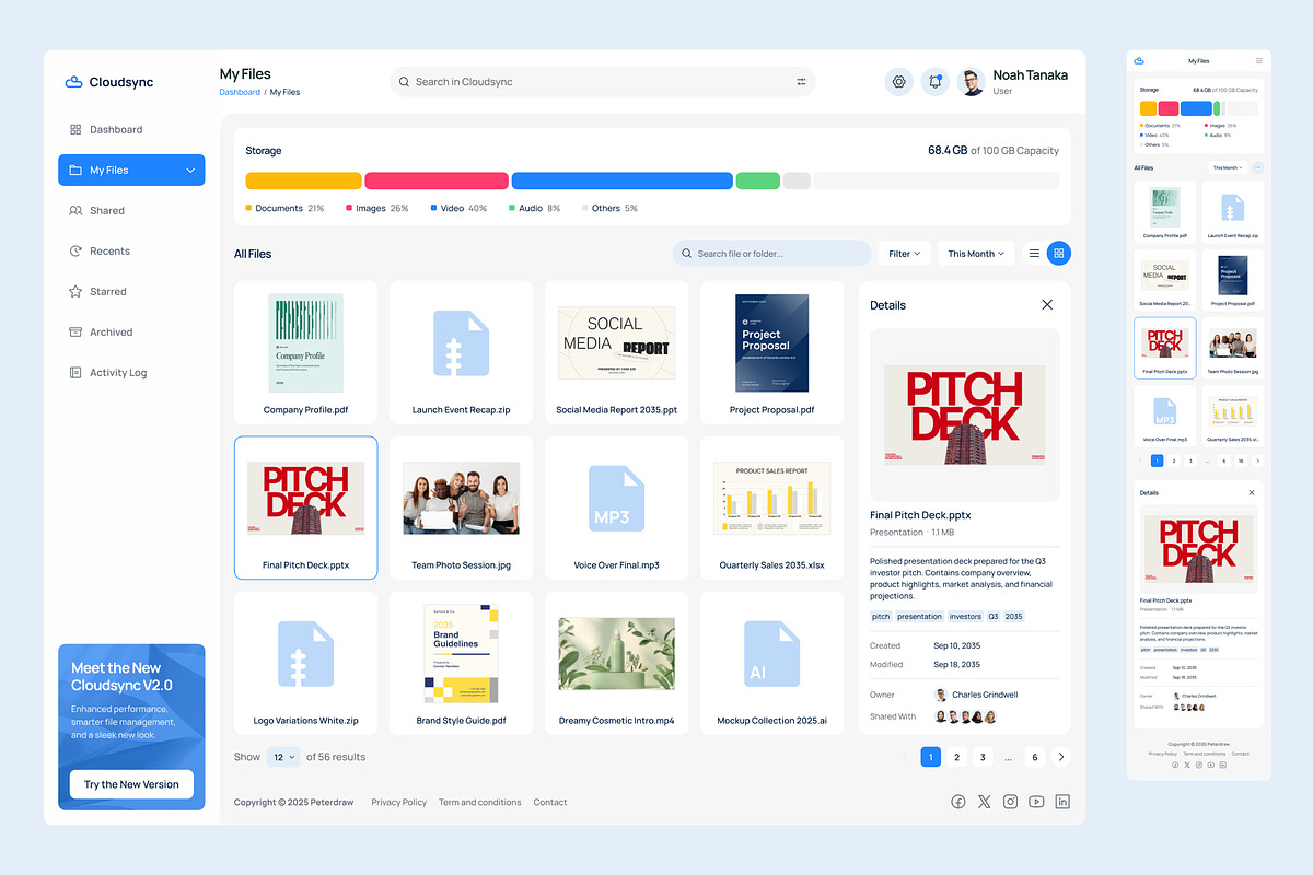 Cloud Storage Management Dashboard, an UI Kit Template by peterdraw (Photo 4 of 7)