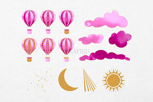 Pink Hot Air Balloon Clip Art