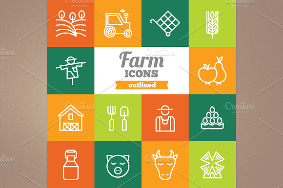 Outlined Farm Icons