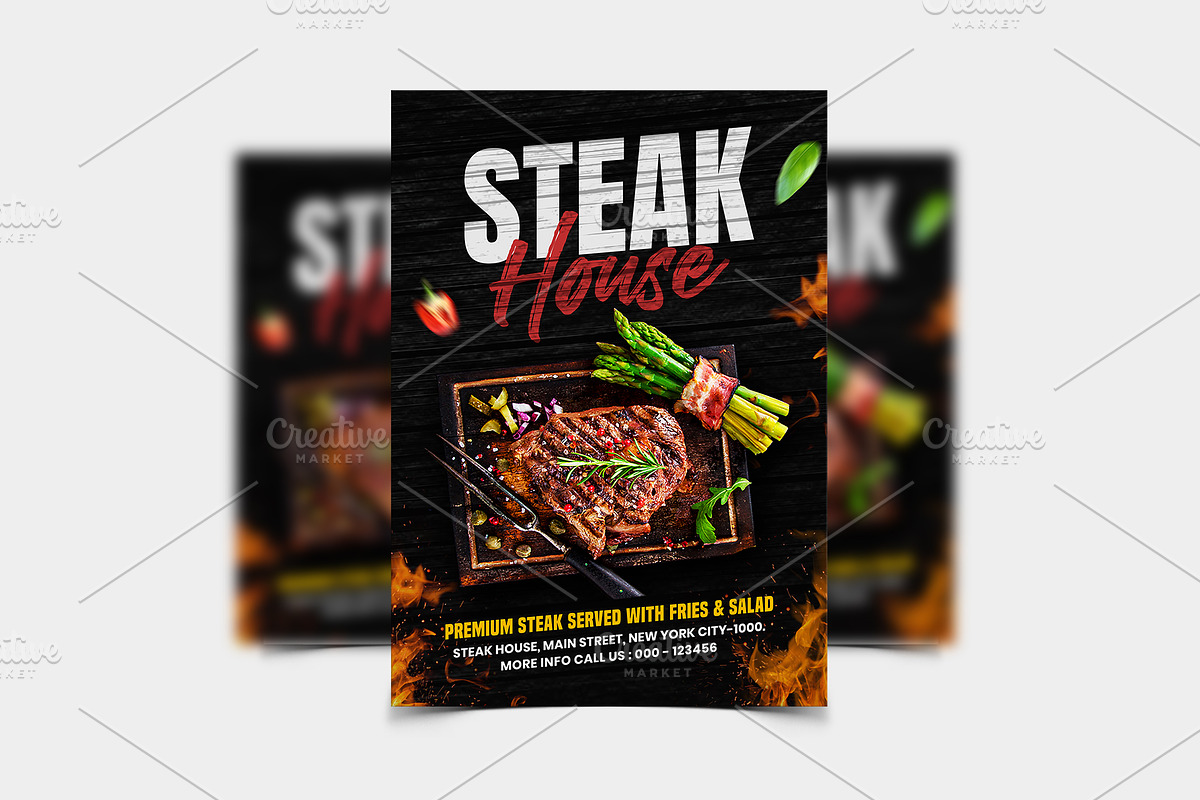 Steak BBQ Fast Food Flyer Template, a Flyer Template by Yunus Ahmad (Photo 3 of 3)