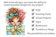 Whimsical Quirky Girl Peeking, an Illustration by Pixels.Craft (Thumbnail 5 of 5)
