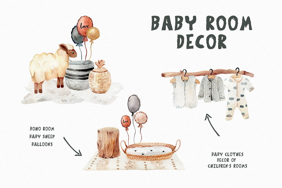 Kids clipart - watercolor baby sheep, an Animal Illustration by SparklePixieStudio (Photo 3 of 8)