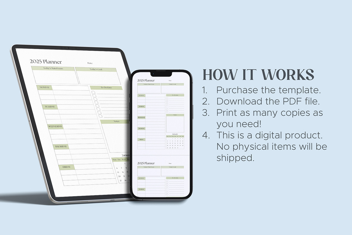 2025 Clean Daily and Monthy Planner, a Stationery Template by Oshin Design (Photo 4 of 4)