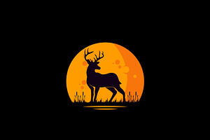 Deer on the Moon Silhouette Logo, a Branding & Logo Template by AlvinStd