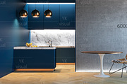 Blue kitchen interior. Mockup., a Household Mockup by YKvisual (Thumbnail 2 of 2)