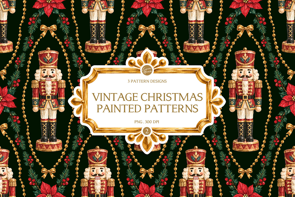 Vintage Christmas Painted Patterns 2, a Pattern Graphic by Euonia Meraki (Photo 1 of 6)