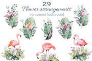FLAMINGO & FLOWERS  tropical set, a Decorative Illustration by LenArt (Thumbnail 11 of 18)