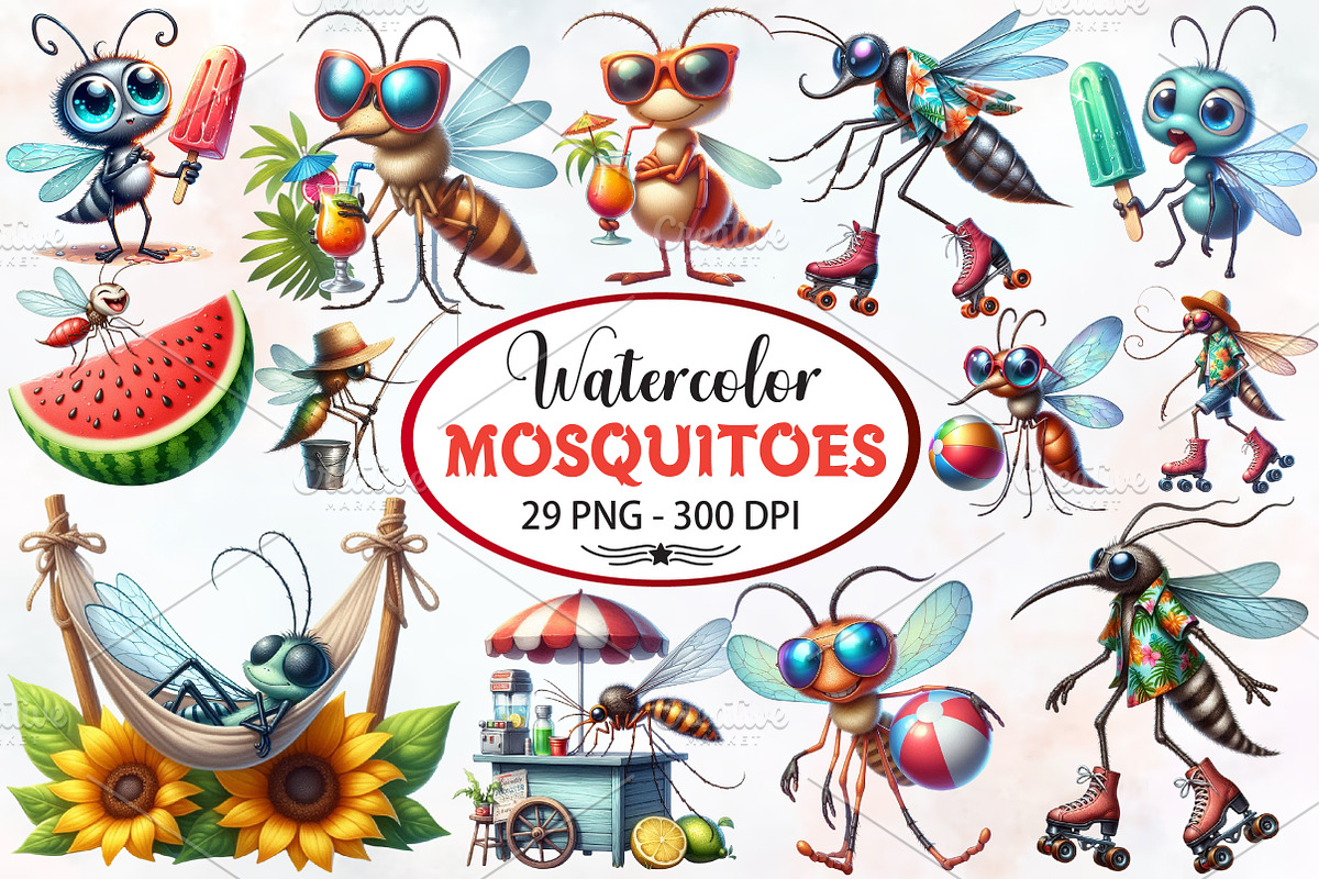 Summer Mosquitoes Clipart, an Illustration by RobertsArt (Photo 1 of 5)