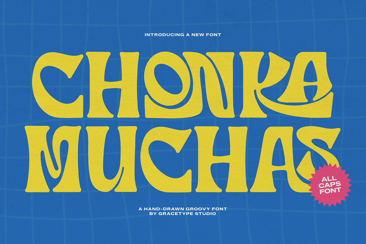 Chonka Muchas | Hand Drawn Groovy, a Handwritten Font by gracetype_studio (Photo 1 of 12)