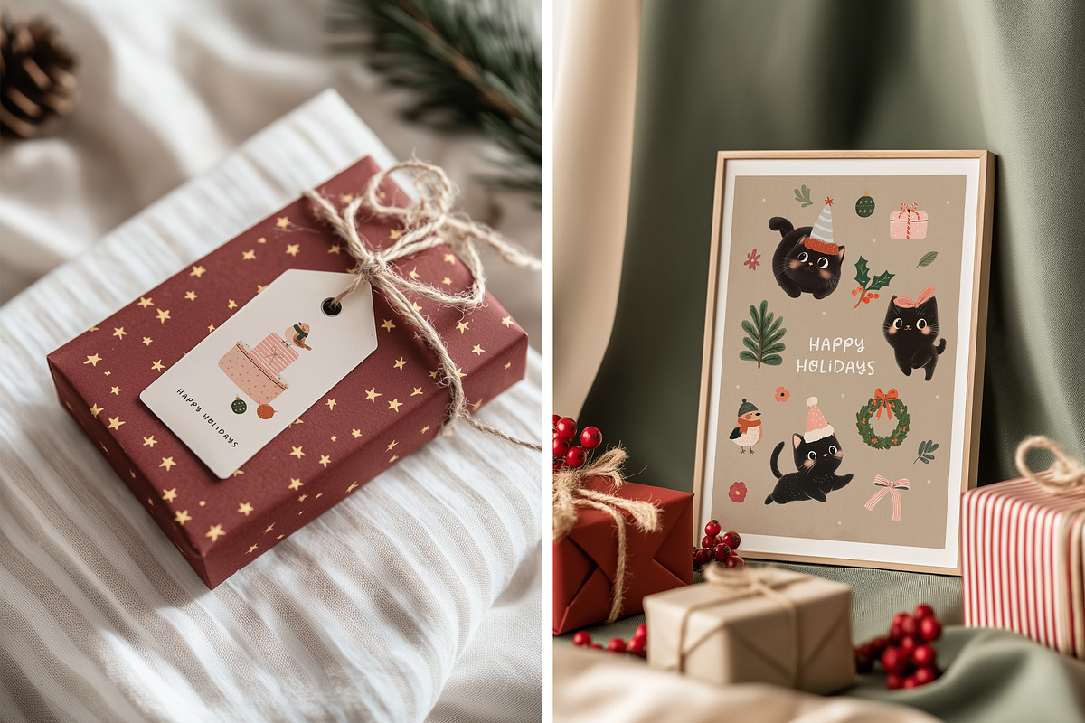 Christmas Curious Cats Collection, a Seasonal Illustration by Muse Artist (Photo 4 of 13)
