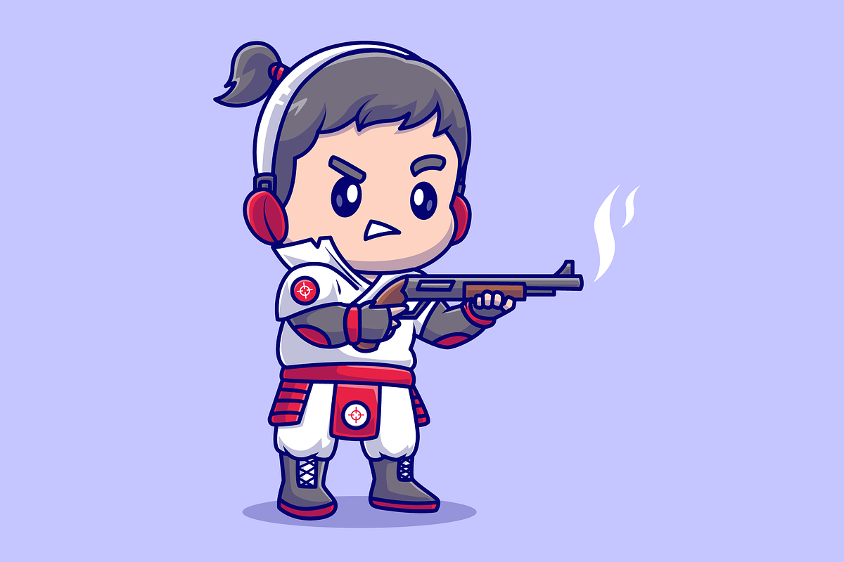 Cute Girl Shooting With Shotgun, a Person Illustration by Catalyst Labs