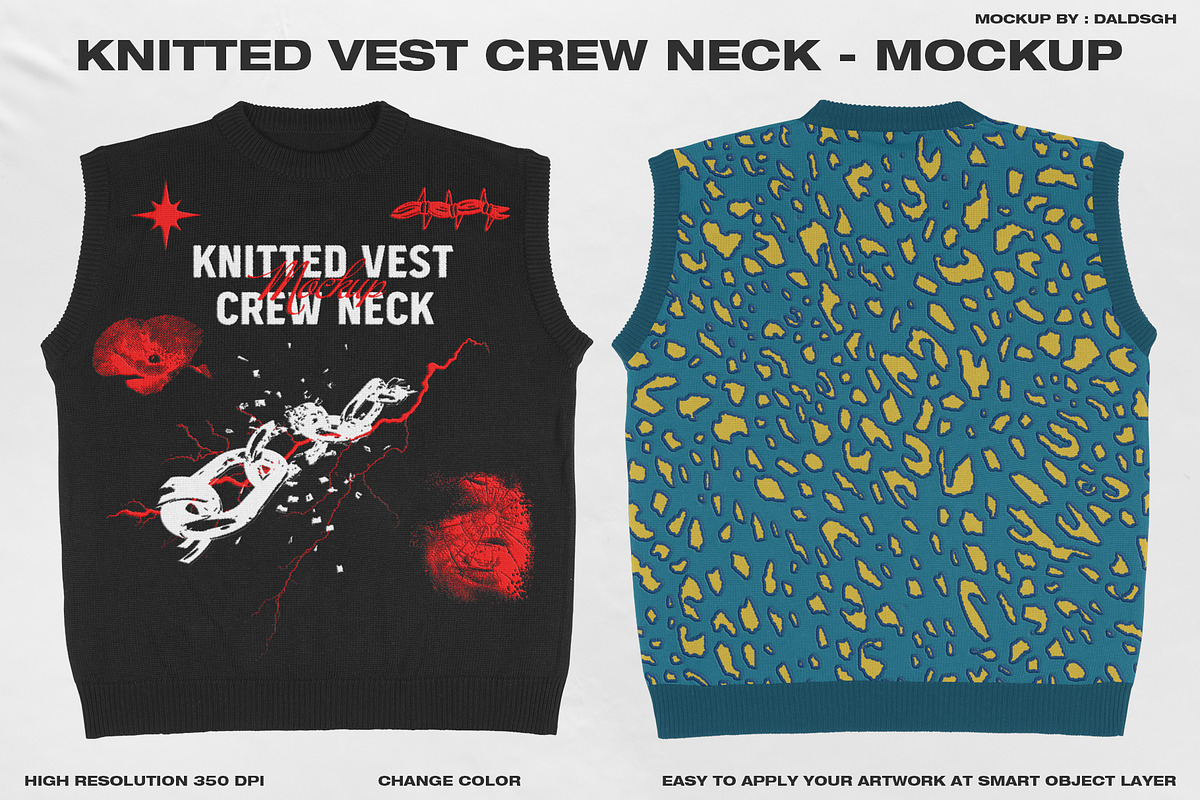 Knitted Vest Crew Neck - Mockup, a Hoody Mockup by DaldSgh (Photo 1 of 11)