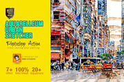 Aquarelleum Urban Sketcher Action, an Action Add-On by MRI STUDIO (Thumbnail 2 of 13)