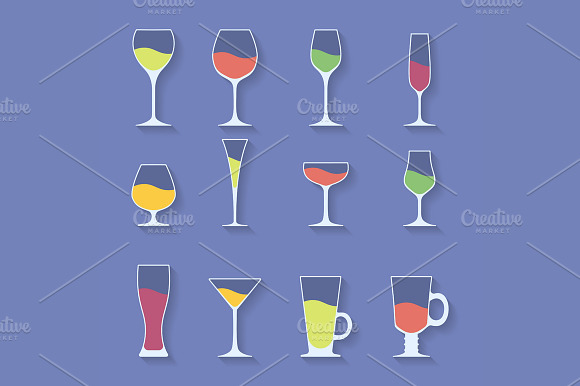 Icon Set Of Alcohol Glasses