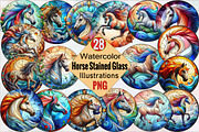Horse Stained Glass Clipart  Sublim, an Illustration by SVGArt (Thumbnail 1 of 5)