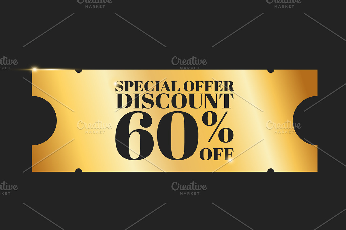 Golden Discount Coupons Set, a Decorative Illustration by PsychocheArt (Photo 4 of 6)