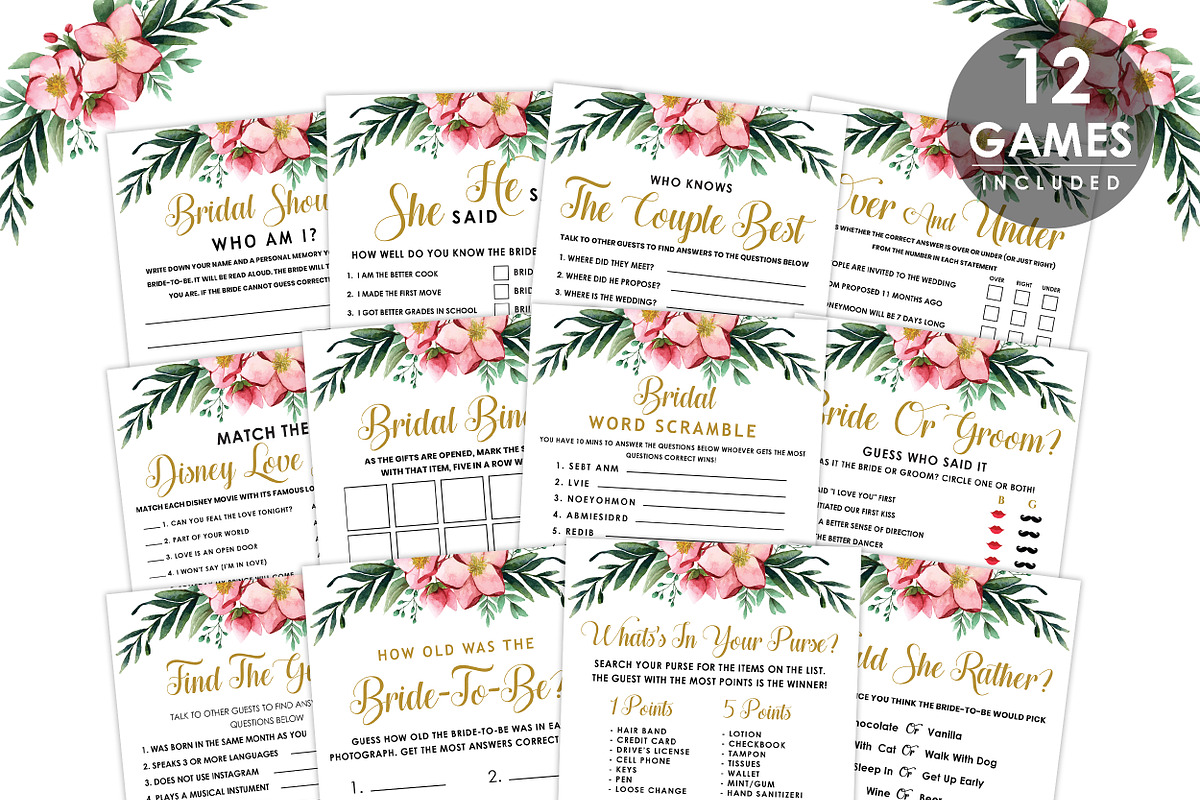 Bridal Shower Games, Set of 12, a Graphic by Wow Designs (Photo 1 of 5)