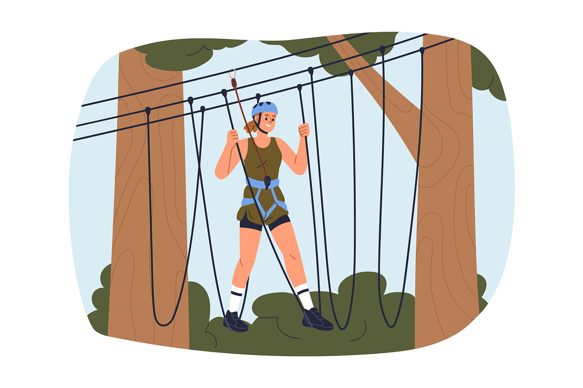People climbing in rope park set, a Sport Illustration by Good Studio (Photo 5 of 25)