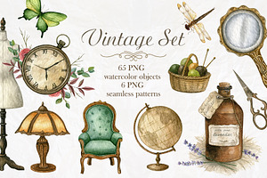 Vintage watercolor set