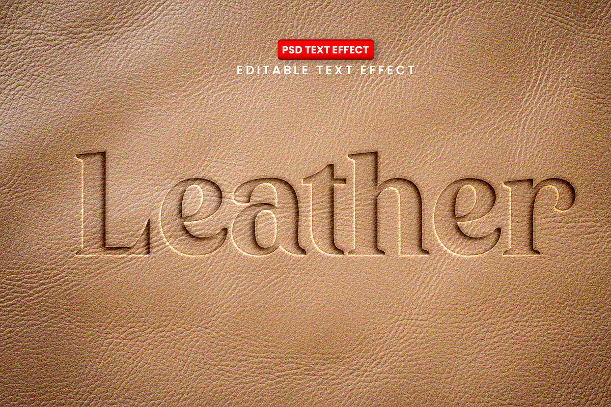 Premium Leather Text Effect One in 4, a Layer Style Add-On by Design Fly (Photo 4 of 4)