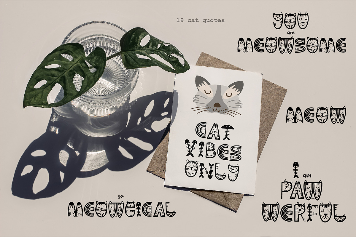 Crazy Cat Font. + Cat quotes, an Animal Illustration by DearLetters (Photo 4 of 7)