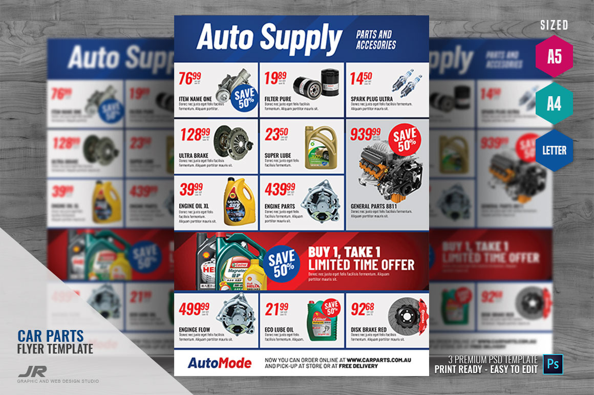 Auto Parts And Supply Flyer by Psdpixel  Creative Market