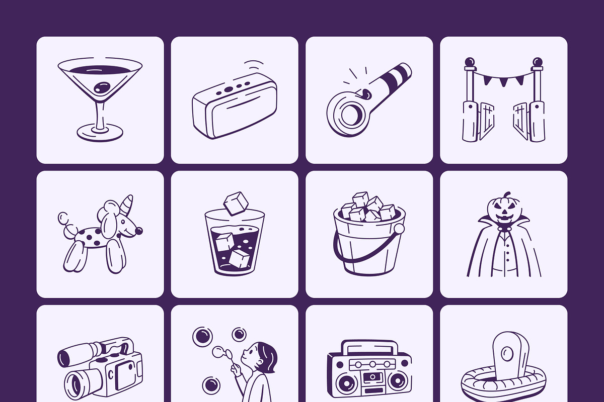 Party and Firework Doodle Set, an Outline Icon by Vectors Market (Photo 7 of 8)