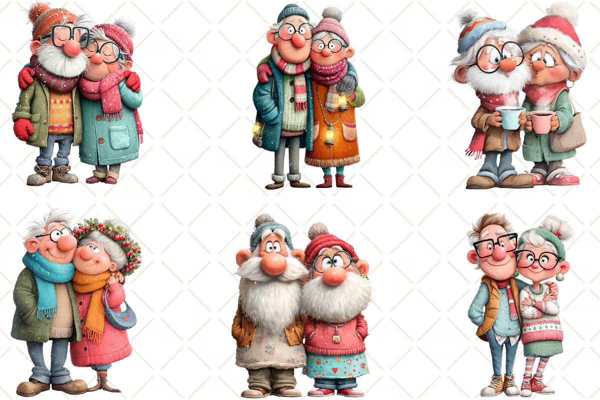 Quirky Christmas Old Couple Clipart, an Illustration by Black Bird Studio (Photo 5 of 6)