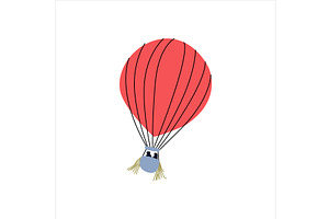 Hot air balloon in the sky. Striped, a Transportation Illustration by Mila Di Art