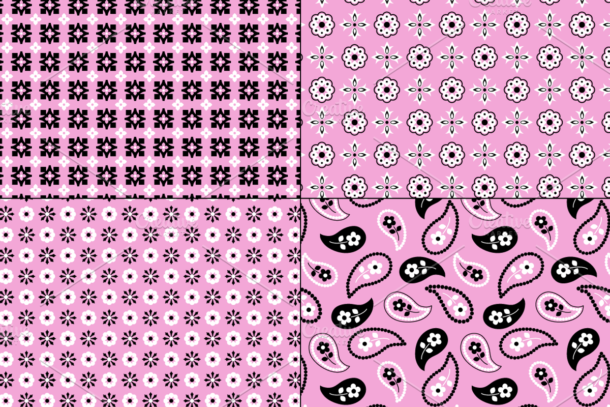Seamless Pink Bandana Patterns preview 4