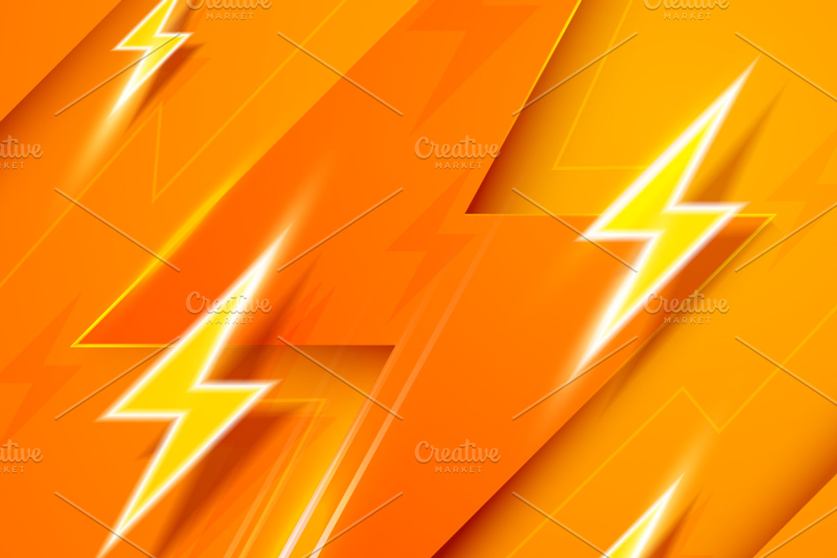 Yellow Electric Lightning Background, a Background Graphic by Black White Mouse Design