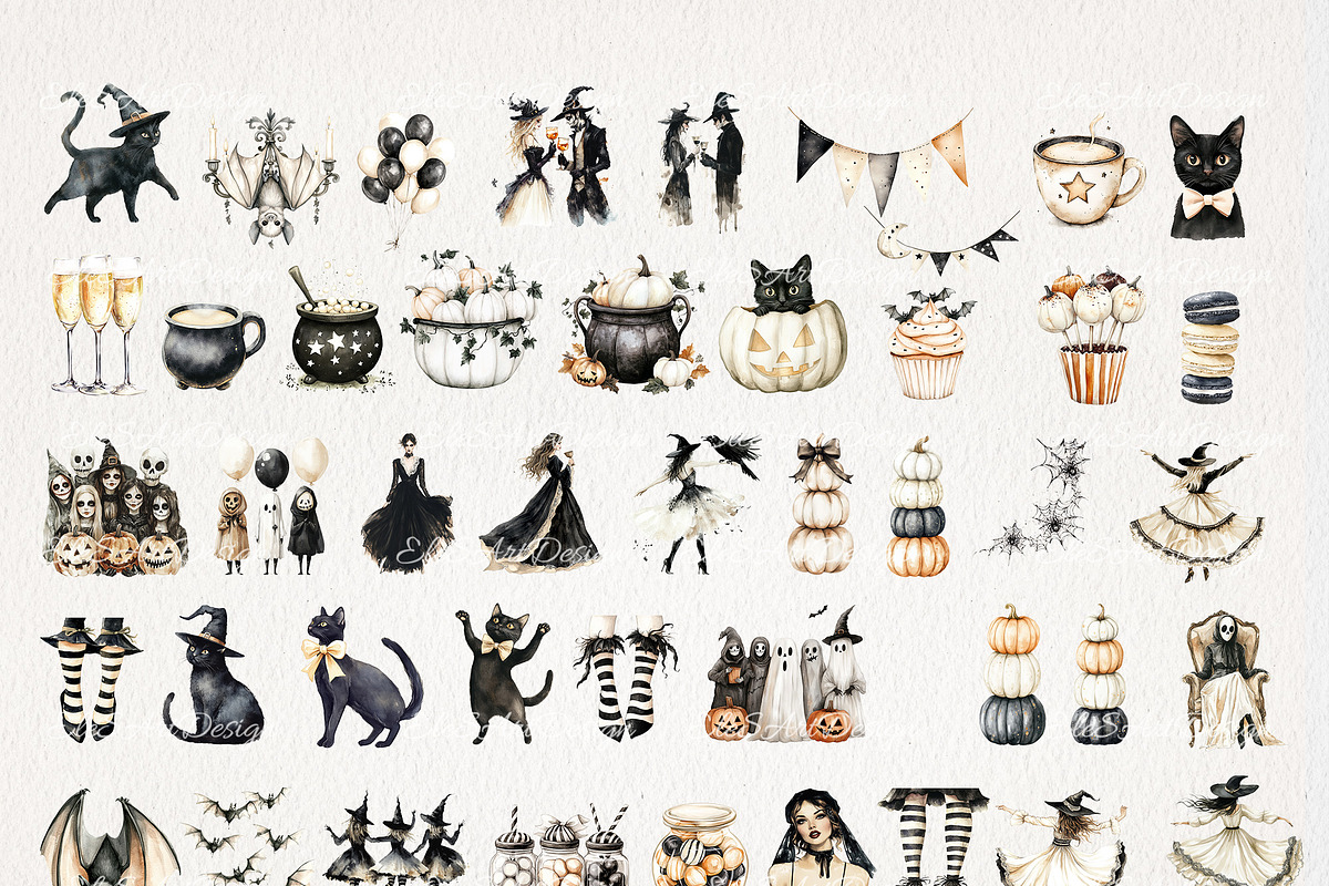 Halloween Party Clipart 91 PNG, a Seasonal Illustration by EleSArtDesign (Photo 2 of 5)