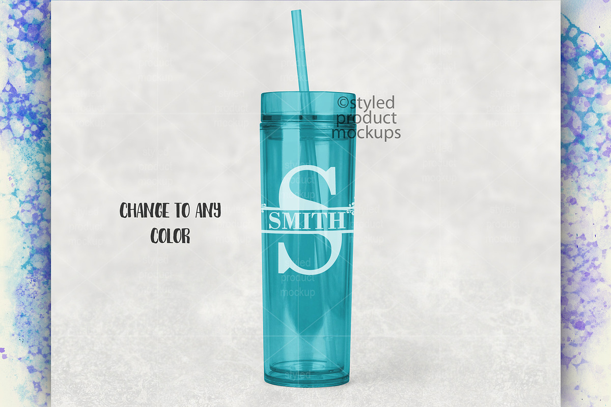 Acrylic skinny tumbler mockup, a Product Mockup by StyledProductMockups (Photo 4 of 6)